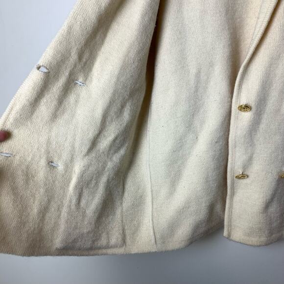 Bern Conrad Ivory 100% wool collared double breasted oversized cardigan Sz large - Picture 9 of 10